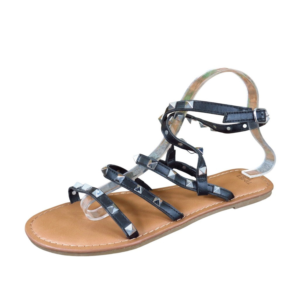 Time and Tru Gladiator Women Strappy Sandal‎ 9 Summer Edgy Studd Black Synthetic